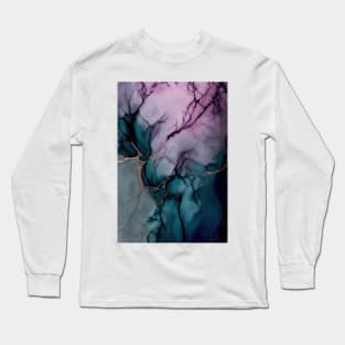 Violet Night - Abstract Alcohol Ink Resin Art Long Sleeve T-Shirt